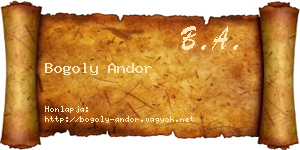 Bogoly Andor névjegykártya