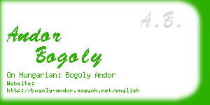 andor bogoly business card